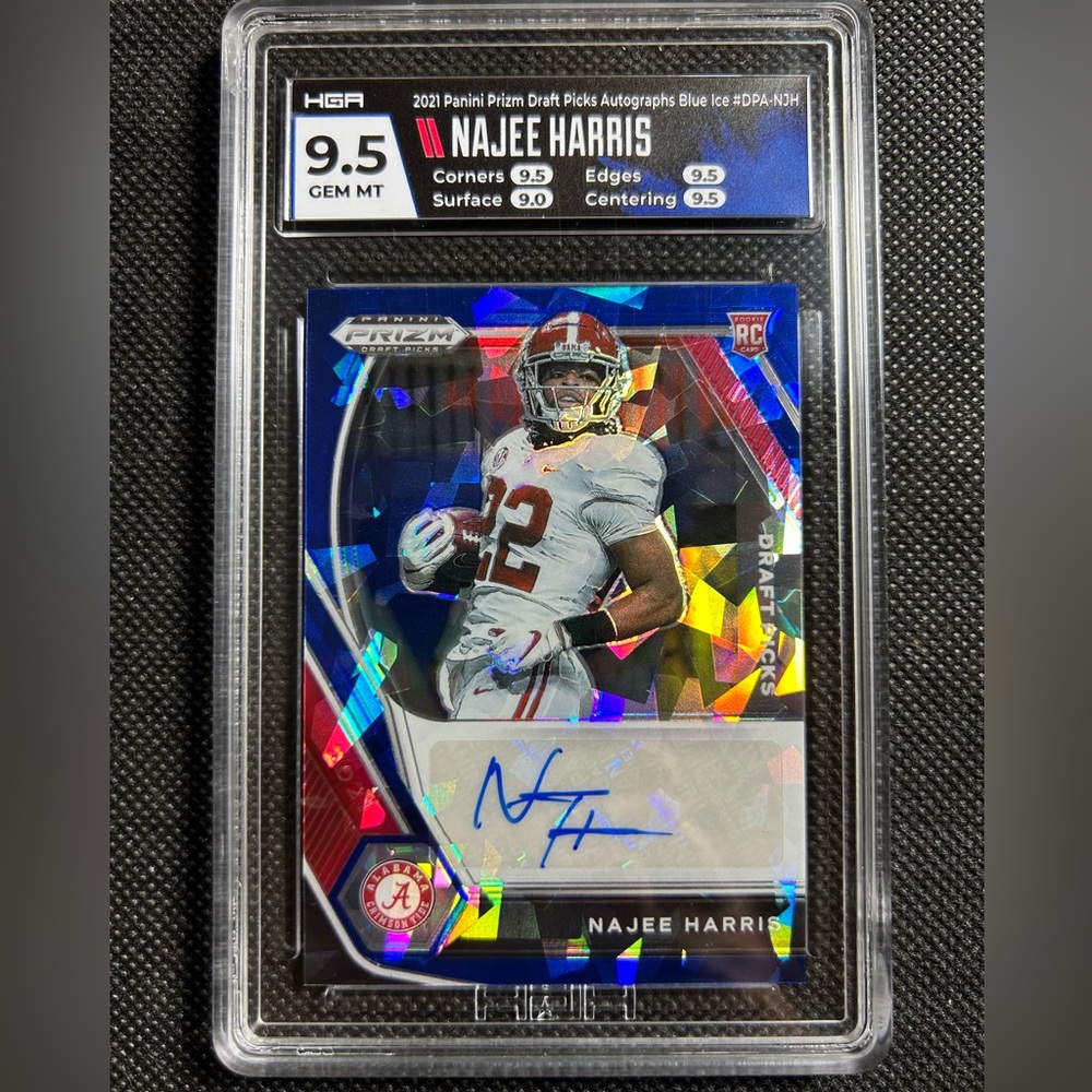 2021 Prizm Draft Picks Najee Harris Blue Cracked Ice Auto /75 RC HGA 9.5 Gem Mnt - Picture 1 of 2